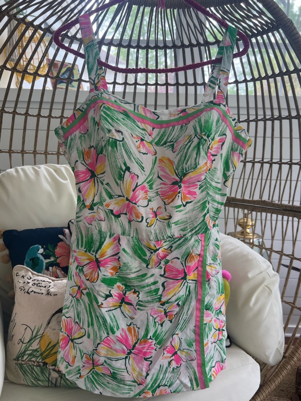 Gabar Vintage 1960s sunsuit Green, Pink & Yellow Floral Romper large